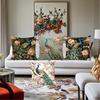Peacock And Floral Patterns Digital Printing Pillow Cover Short Plush Suitable Living Rooms Bedrooms Sofas Throw Cushion Cover