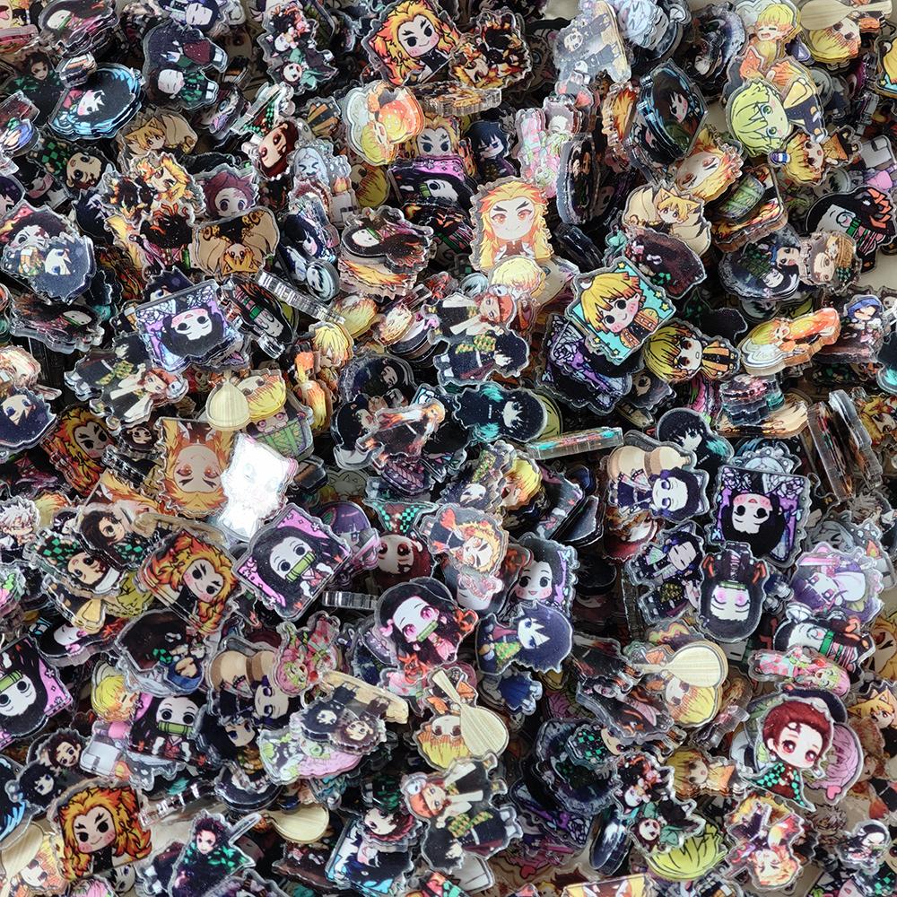 50pcs/set Demon Slayer Anime Resin Accessories Cute Image Laminating Acrylic Cream Glue Phone Case Refrigerator DIY Gift Patch 6