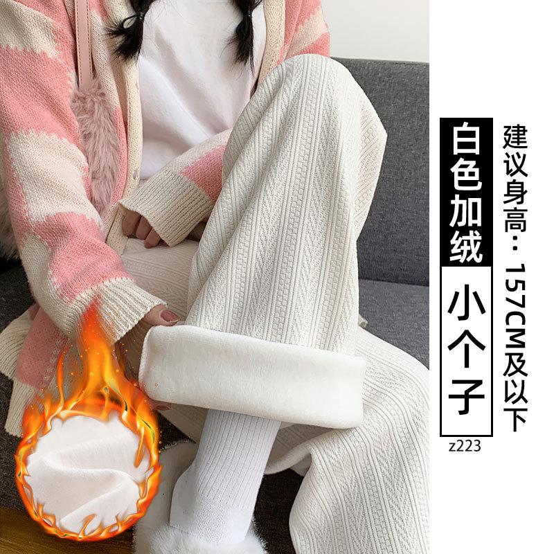 Wide-leg pants women's autumn and winter velvet new high-waisted loose casual small narrow version straight chenille pants