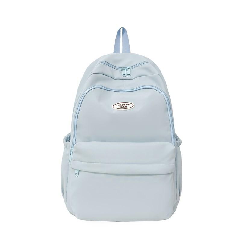 

University Color Solid Backpack Polyester Material Adjustable Straps Cushion Blue Pendant