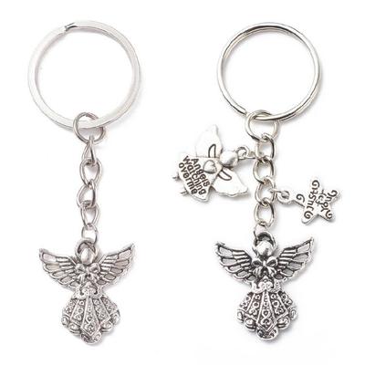 Schutzengel Schlüsselanhänger Silber Metall Anhänger für Autoschlüssel Segnungsanhänger Schmuck