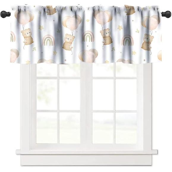 

Занавеска-ламбрекен Сафари в джунглях, Животные сафари Тропические Натуральные Зеленые Растения Ветви Листья Цветочный принт Блэкаут Короткое Оформление окна для детей 54 W x 18 L (Pack of 1)