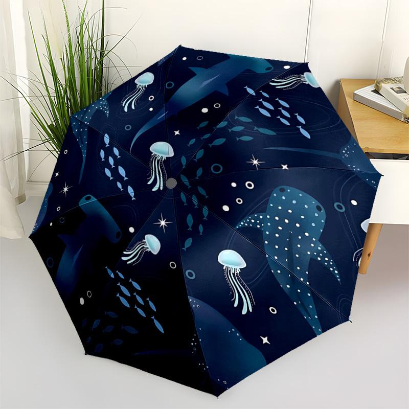 1 Stück Ozeanleben Automatischer Öffnen/Schließen Schirm mit Ein-Knopf-Bedienung, Winddichtes Design Leichtgewichtiger Tragbarer Schirm für Damen & Herren6121