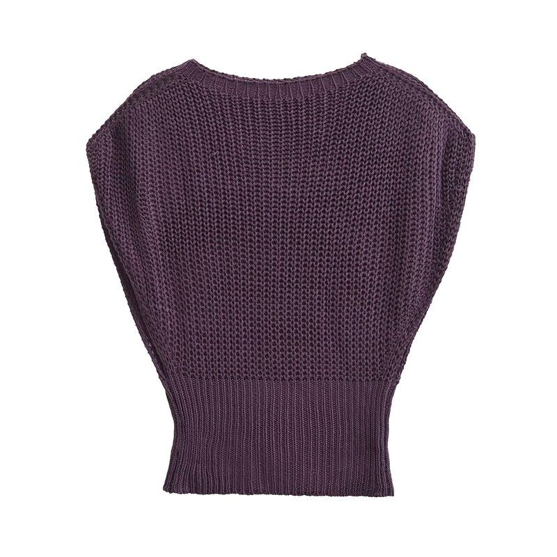 Fashion Style 2024 Autumn New Women's Thick Needle Knitting Wide Round Neck Sleeveless Casual Comfortable Top 5536100