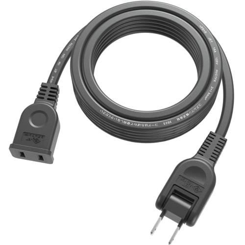 KIMOC Extension Cord 3m Black 1 Port 15A 125V 1500W Power Cable 3m Outlet 1 Port 180 Degree Swing Plug Power Tap 3m Fire Prevention Insulated Cap Incl