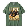 Funny Vintage Skeleton I Love Cheese Meme T Shirts Gothic Graphic T-shirts Men's Women Summer Crewneck Cotton T-shirt Streetwear