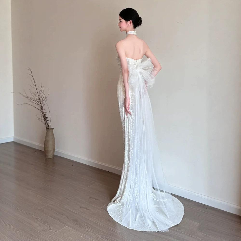 Fishtail Toast Dress Bride Sequined Banquet Neck Evening Dress Engagement Light Luxury Niche Going Out Yarn Welcome Dress Skirt