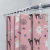 Haunted House Shower Curtain Halloween Decor Pink Ghosts Spiders Black Cats Pattern Home Decoration For Bathrooms 72X72 Inches S