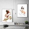 Minimalist Kadın için Ruj Uygulanan Tuval Boyama Sanat Görüntüsü ile Modern Moda Duvar Posterleri Baskılar Oturma Odası Yatak Odası Ev Duvar Dekorasyonu için