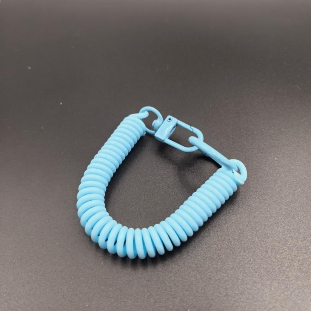 Elastic Straps Spiral Spring Lanyard Colorful Telescopic Spring Key Ring Outdoor синий
