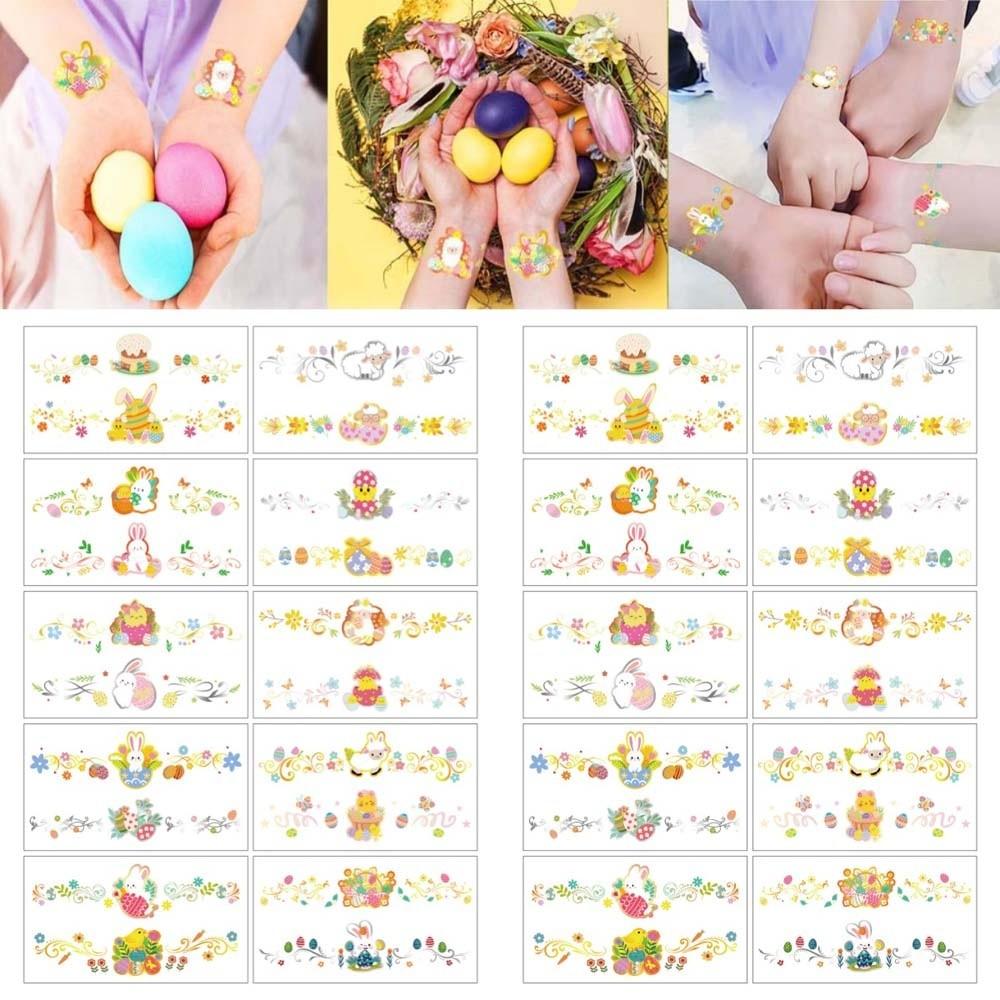 Wrist Arm Face Leg Face Temporary Tattoo Rabbit Carrot Eggs Flower Freckle Tattoo Easter Day
