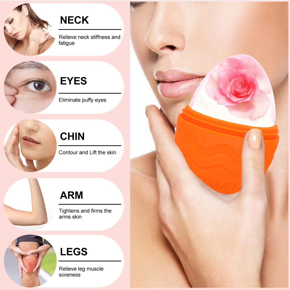 Egg Shaped Silicone Ice Face Roller for Skin Care, Orange