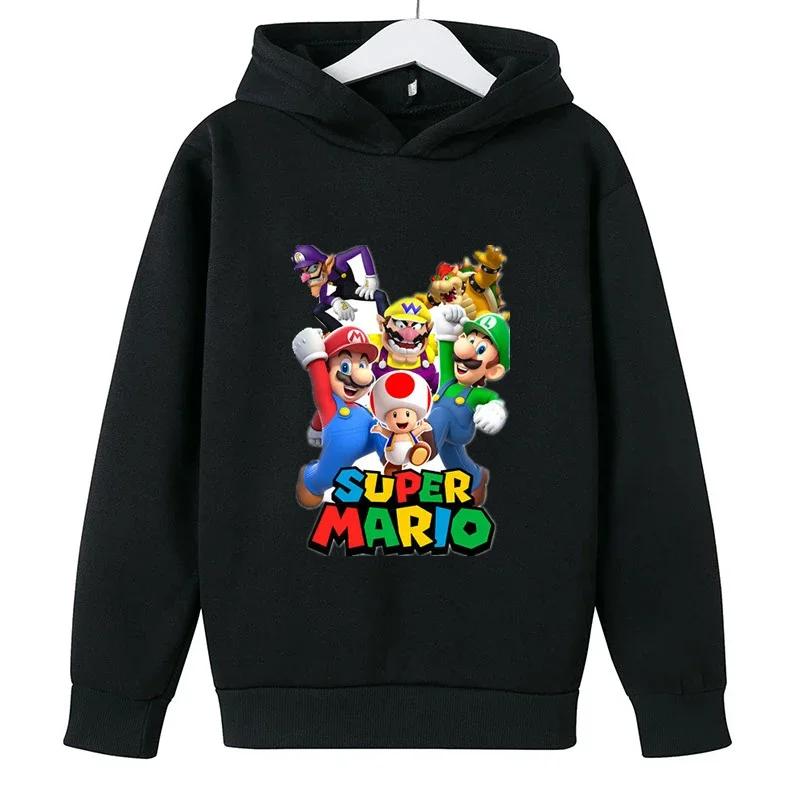 MINISO Girls Game Mario bros Hoodies Kids Baby Child Cartoon Tops Spring Children Long Sleeve Print Sweatshirt Autumn Boys Pullovers