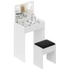 Tocador de Maquillaje con Espejo Plegable, Tocador de Maquillaje Moderno, con Taburete, Compartimento de Almacenamiento con 10 Secciones, MDF Blanco, 60.2 x 40.2 x 79cm