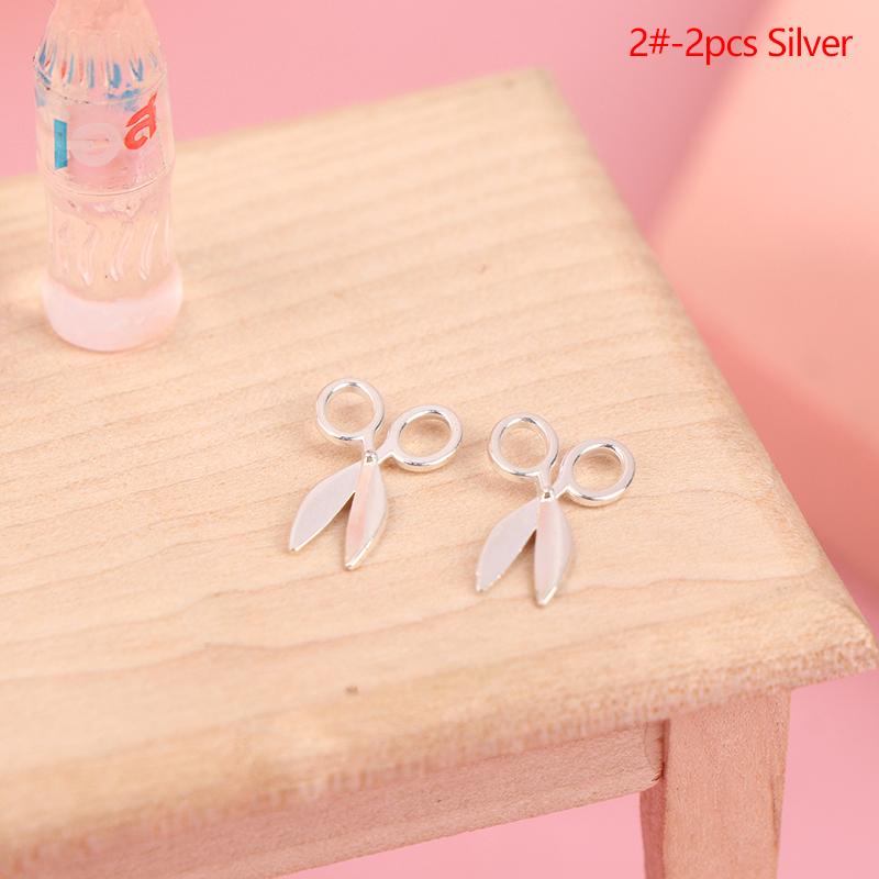 2Pcs 1:12 Dollhouse Mini Metal Scissors Model Silver/Gold House Furniture Decor