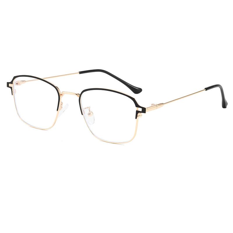 Half-Frame Metal Glasses, Vintage Blue Light Blocking Flat Lenses, Men And Women Can Use Myopia Frames