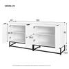 Sideboard Chest of Drawers 4 Doors Modern Buffet Cabinet Metal Handles Frame Legs 160x40x80cm Living Room Bedroom Hallways Kitchen