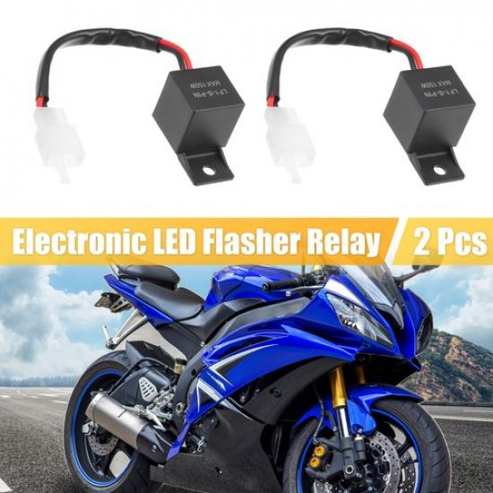 

2 Pcs 2 P 12V Electronic LED Flasher Relay 150W for Motorcycle Turn Signal