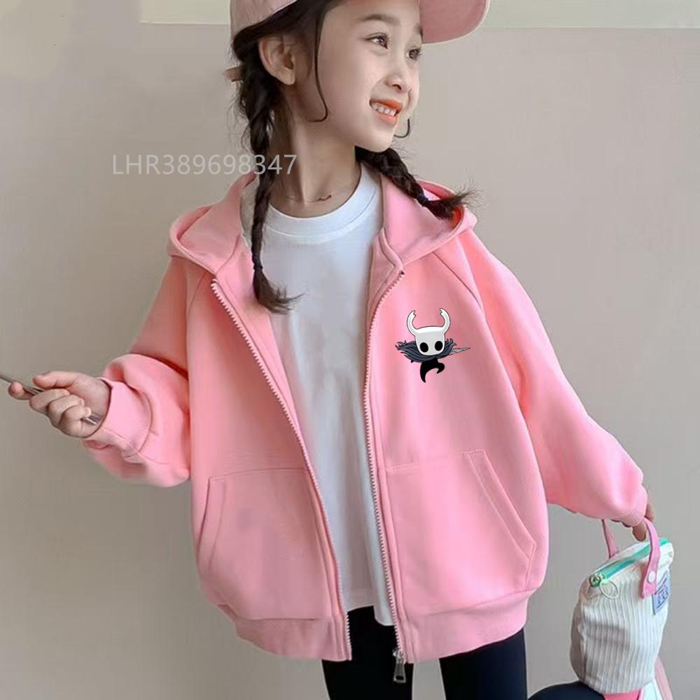 Children Hoodie Zip Up cardigan Game Hollow Knight Kid 3-12 Year Tops Print Pattern Girl Pink Boy Black Coat Autumn Hoodies
