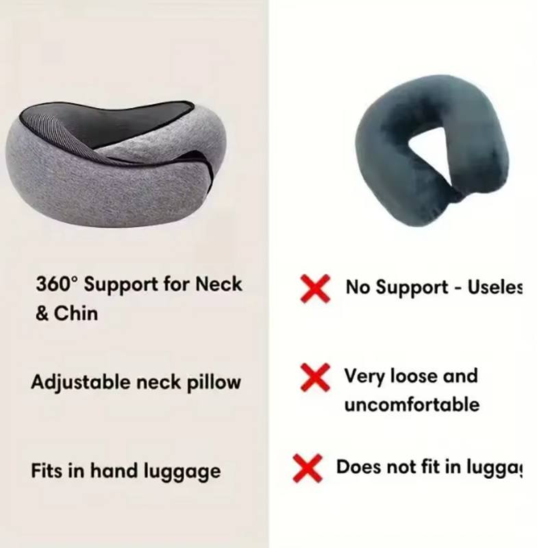 Travel Neck Pillow Memory Foam U-shaped Pillow Snail Style Travel Neck Support Portable Adjustable Soft Noon Break Sleep Pillows