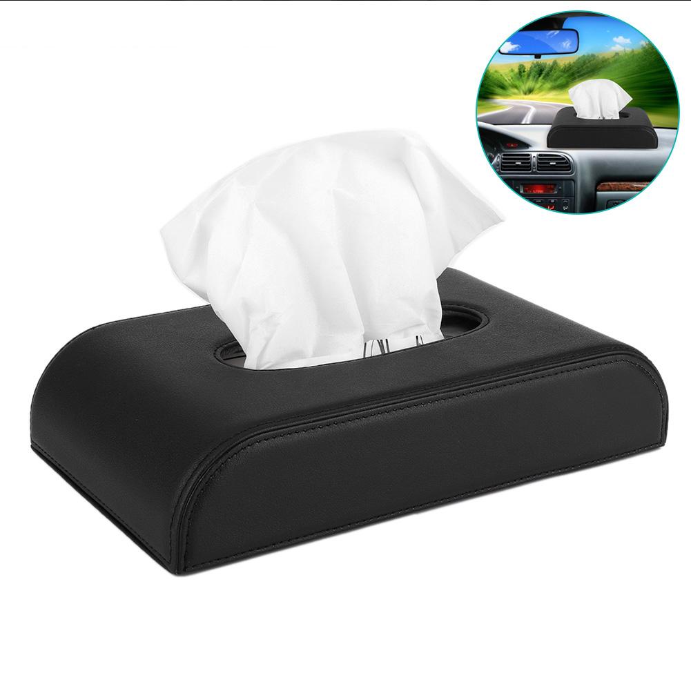 PU Leather Car Tissue Boxes Dispenser Napkin Paper Towel Holder Multi Functional Parts