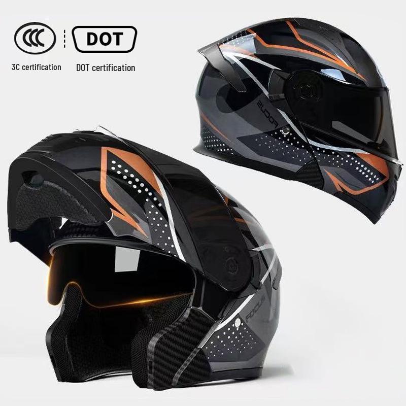 3C Certified Flip-up Motorcycle Helmet for All-Season Use, Unisex, and Universal Fit for Electric Vehicles.