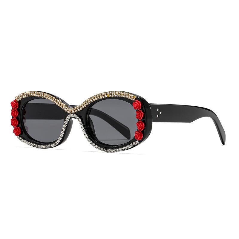 

Женские большие очки со стразами, защита UV400, для путешествий и моды Black Red Gray