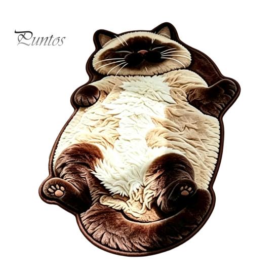 Unique Cat Pattern Floor Mat Cozy Shaped Rug, Plush Cartoon Area Mat, Soft Warm Atmosphere Interior Decor Crystal Velvet Decorative Rug for
