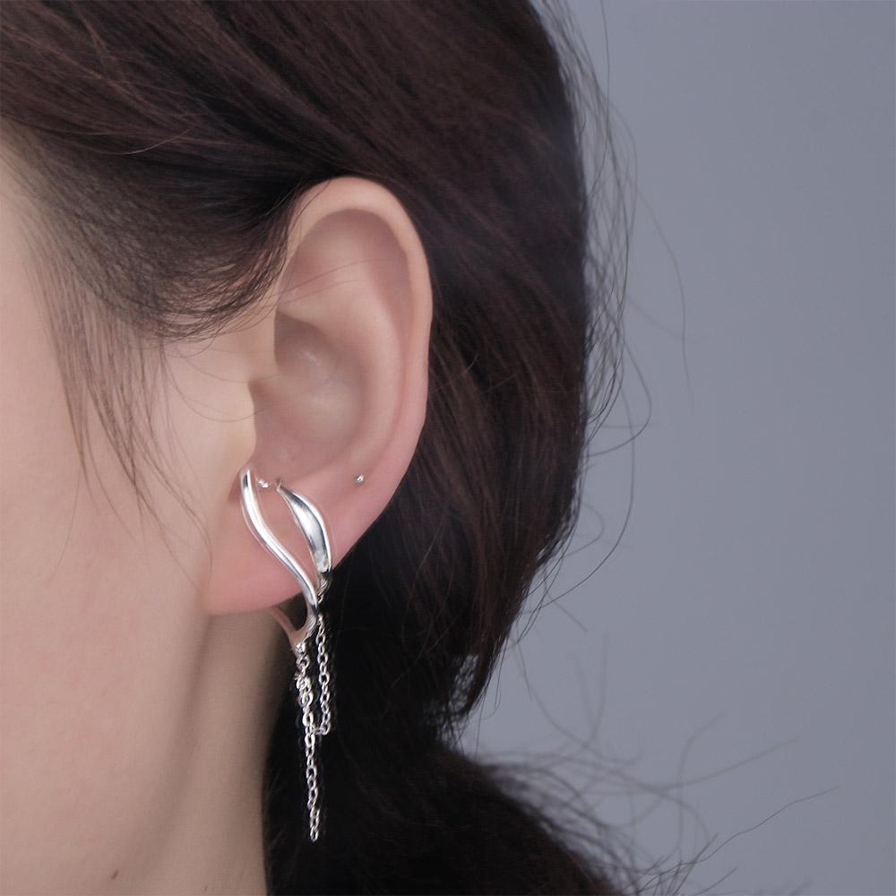 Tassel Irregular C Shape Punk Korean Ear Cuff Dangle Earrings Clip On Earrings Women Ear Clip