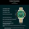 VA VA VOOM Multi-function Chronograph Three-eye Quartz Watch Waterproof Luminous Green Water Ghost Men's Watch