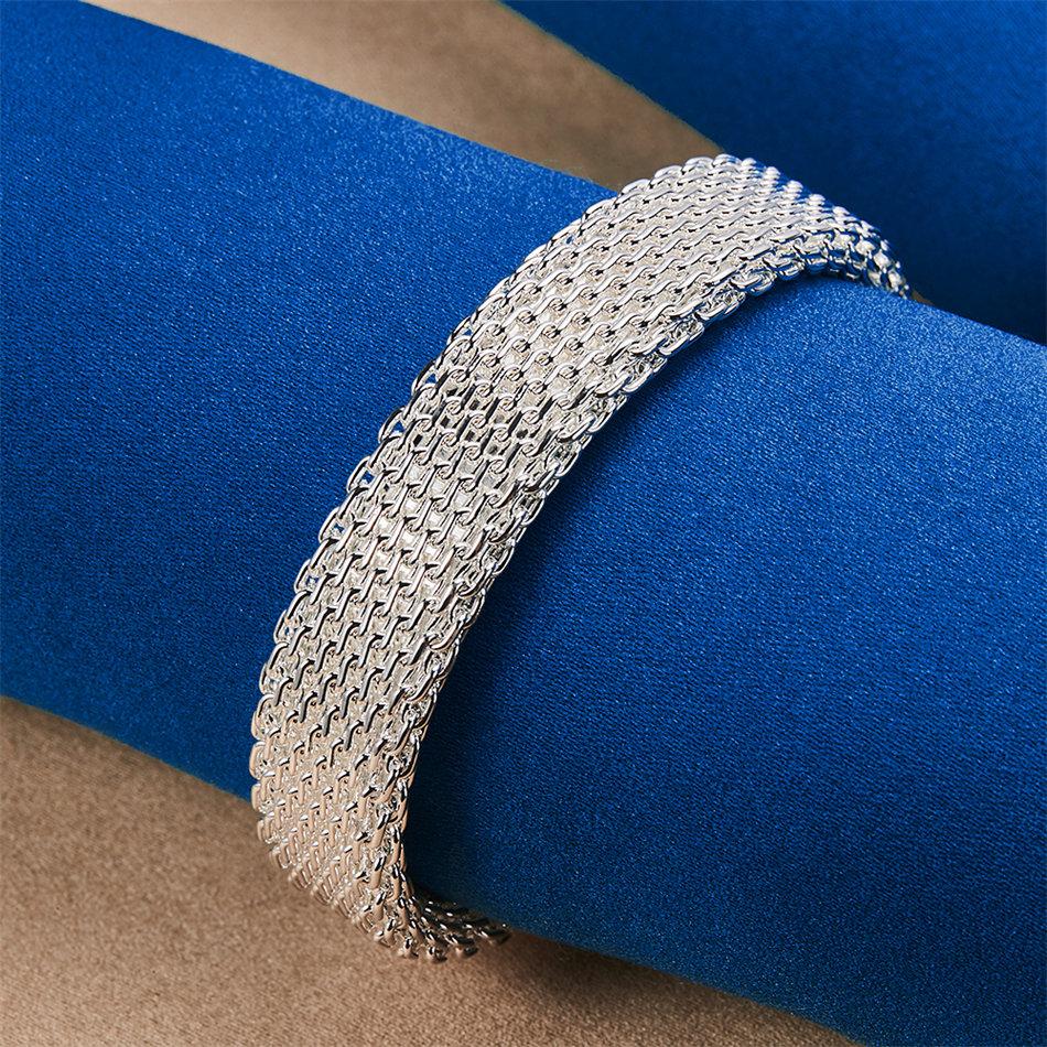 925 Sterling Silver Exquisite Braided Open Bangle for Men and Women, Fashionable Wedding Party Jewelry