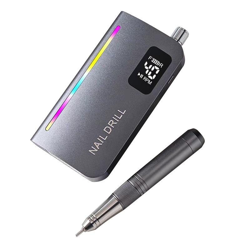 New 40000RPM Professional Rechargeable Nail Equipments High Quality Brushless Turbine for Manicure Pedicure Portable Nail Drill серый