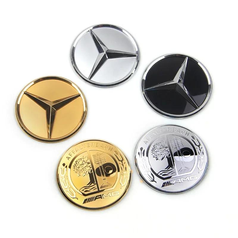 Car Sticker Hot For Benz 52mm 57mm Solid 3d & Flat Star Apple Tree Badge Nickle Car Emblem for Mercedes Benz AMG Steering Wheel