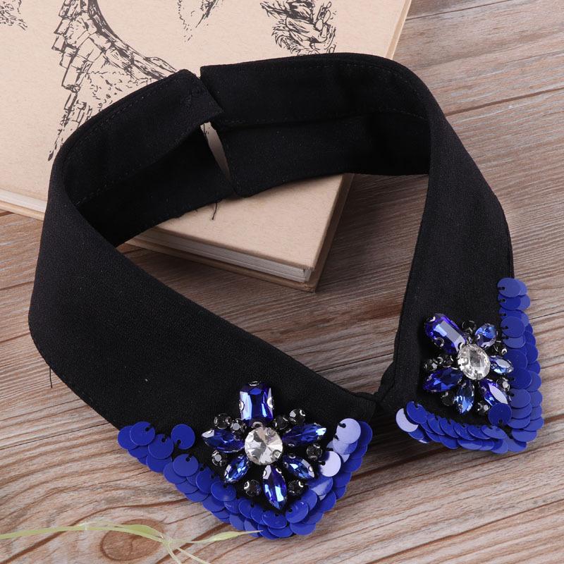 White Fake Collar Women Elegant Diamond Detachable Collars for Women False Shawl Shoulder Wrap Lapel False Collars Woman Tie