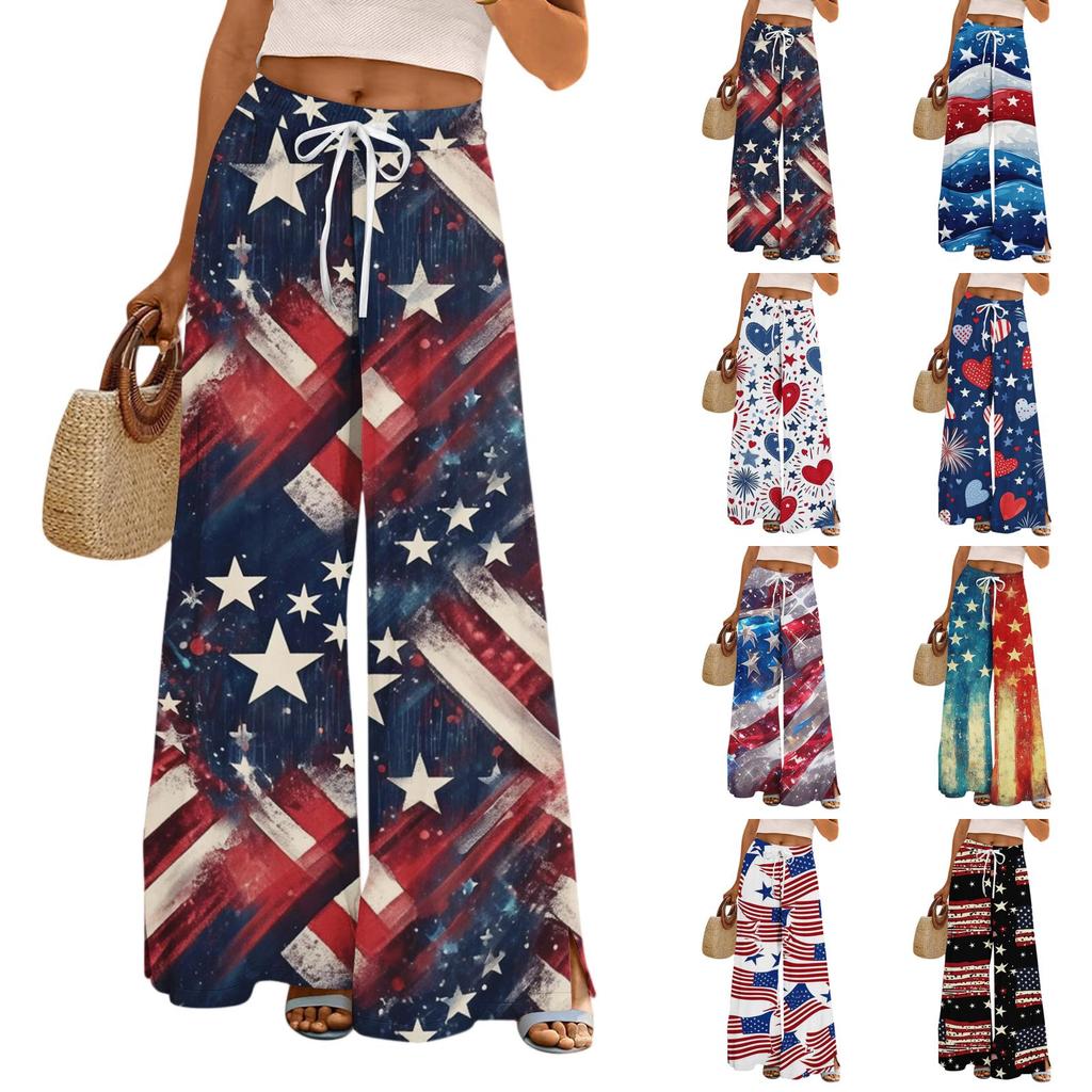 Womens Pants Wide Leg Drawstring High Waist Lounge Pants for Women with Casual Printed Design and Comfortable Fit