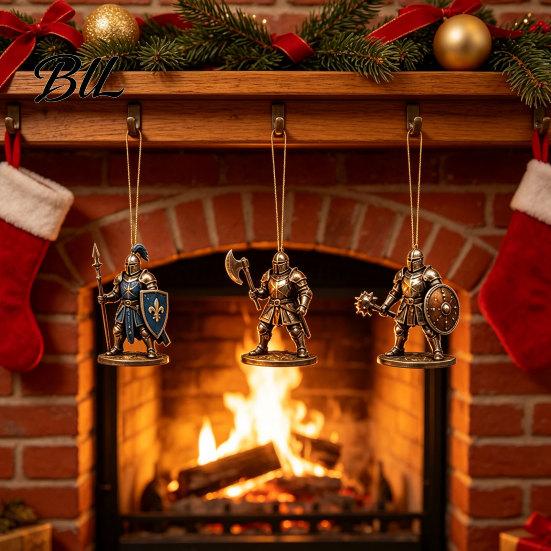 Calendario dell'Avvento Cavaliere Medievale, con 24 Decorazioni Acriliche, Ornamento da Tavolo Festivo Giorno Scatola di Natale, Collezionabile per Feste