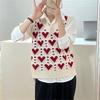 Winter Herbst Frauen Weste Gestrickte Liebe V-kragen Ärmellose Casual Pullover Stretch Pullover Weste
