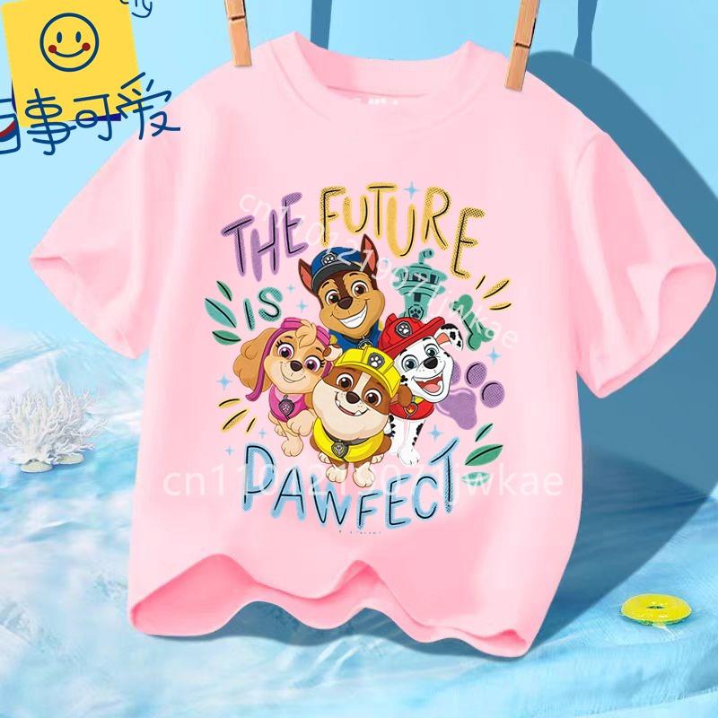 Kids Paw Patrol Cartoon Graphic Baby T Shirt Cotton Casual Short Sleeve Tee Boys and Girls 2026 Summer Toddler Clothing Tops
