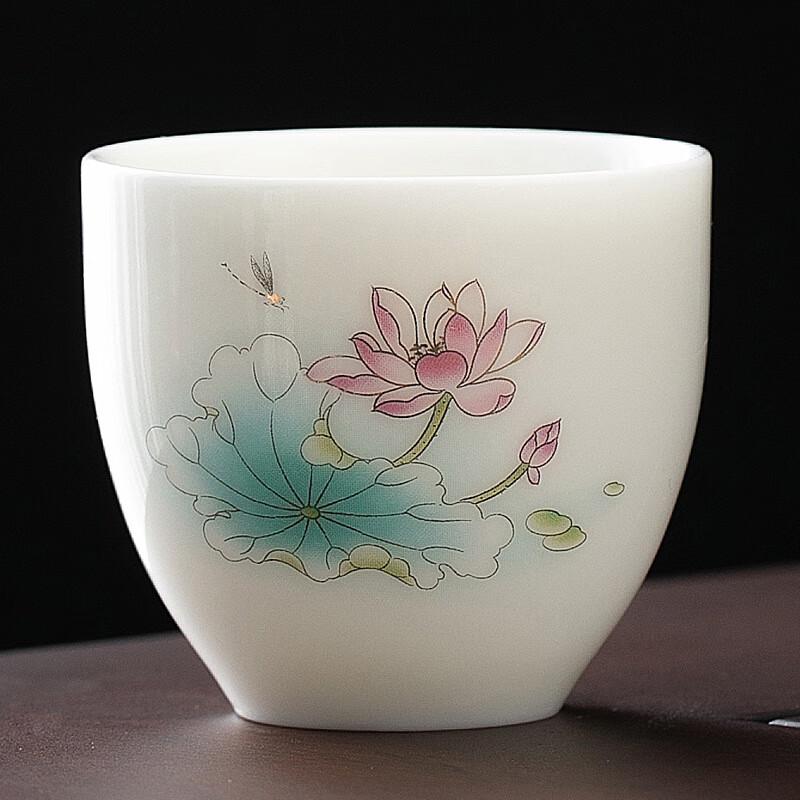 Mutton Fat Jade Porcelain Portable Tea Cup