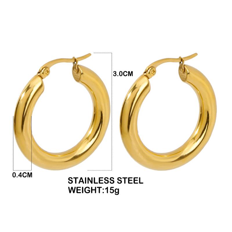 Classic Fashion Smooth Round Hoop Earrings For Women Stainless Steel 5mm Thick Ear Buckle Huggie Earrings Circle Vintage Jewelry