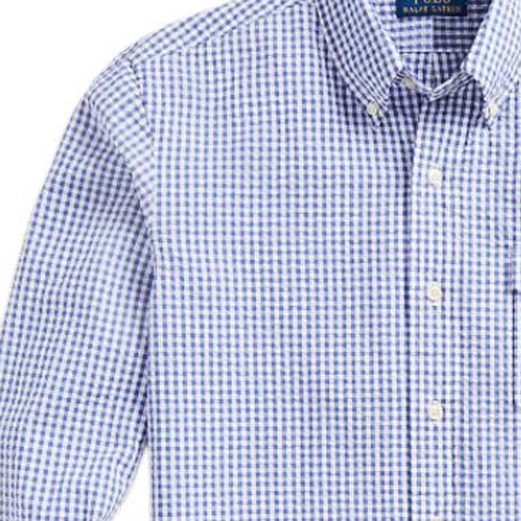 Polo Ralph Lauren SS23 Plaid Collar Single-Breasted Long Sleeve Shirt Men shirts Blue MNPOWOV16822875-400