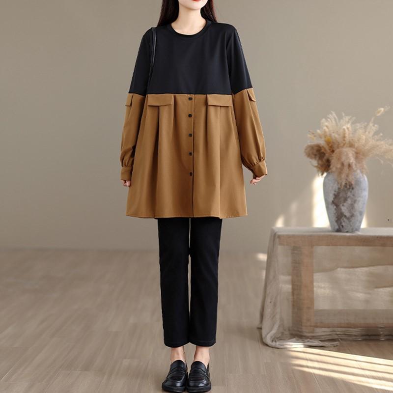 Long sleeve plus size vintage new in dresses for women casual loose Mini short spring autumn dress