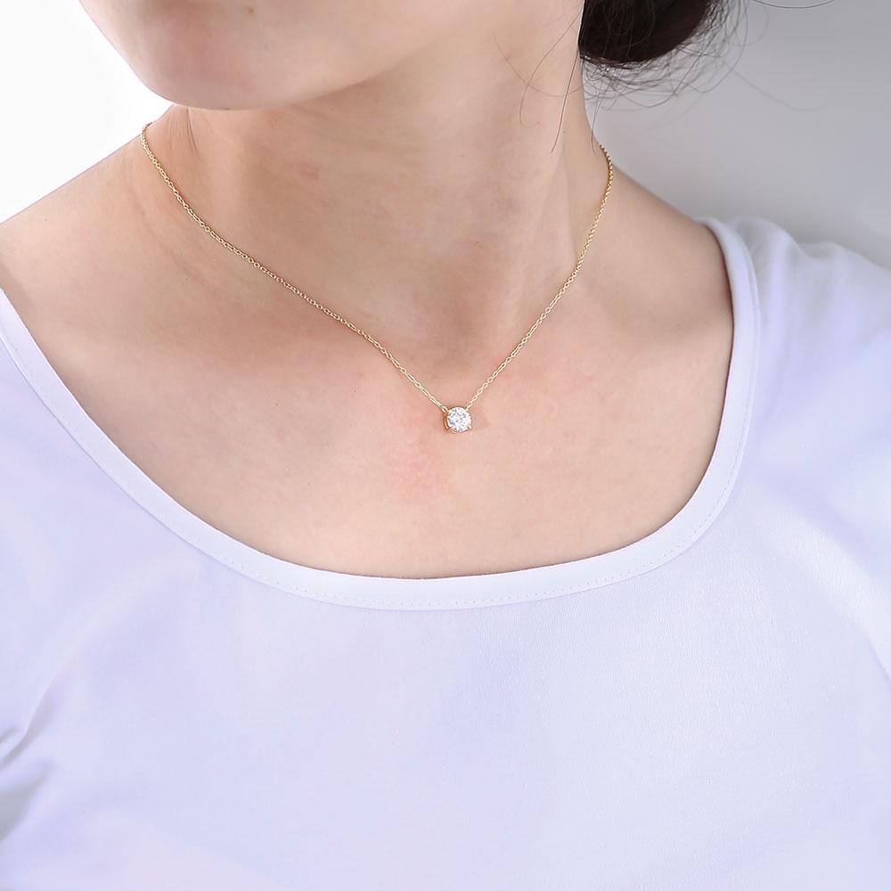 2022 Trendy European-American Round Zircon Pendant Sterling Silver Women's Necklace - Elegant, Luxe Clavicle Chain