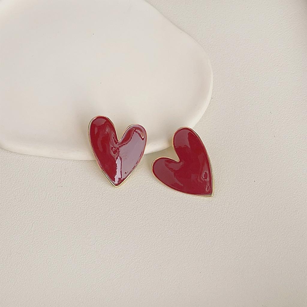 

French Style Ombré Drip Paint Heart Stud Earrings for Women, Niche Artistic Sweet Personalized Fashion Jewelry Trending Gift Idea