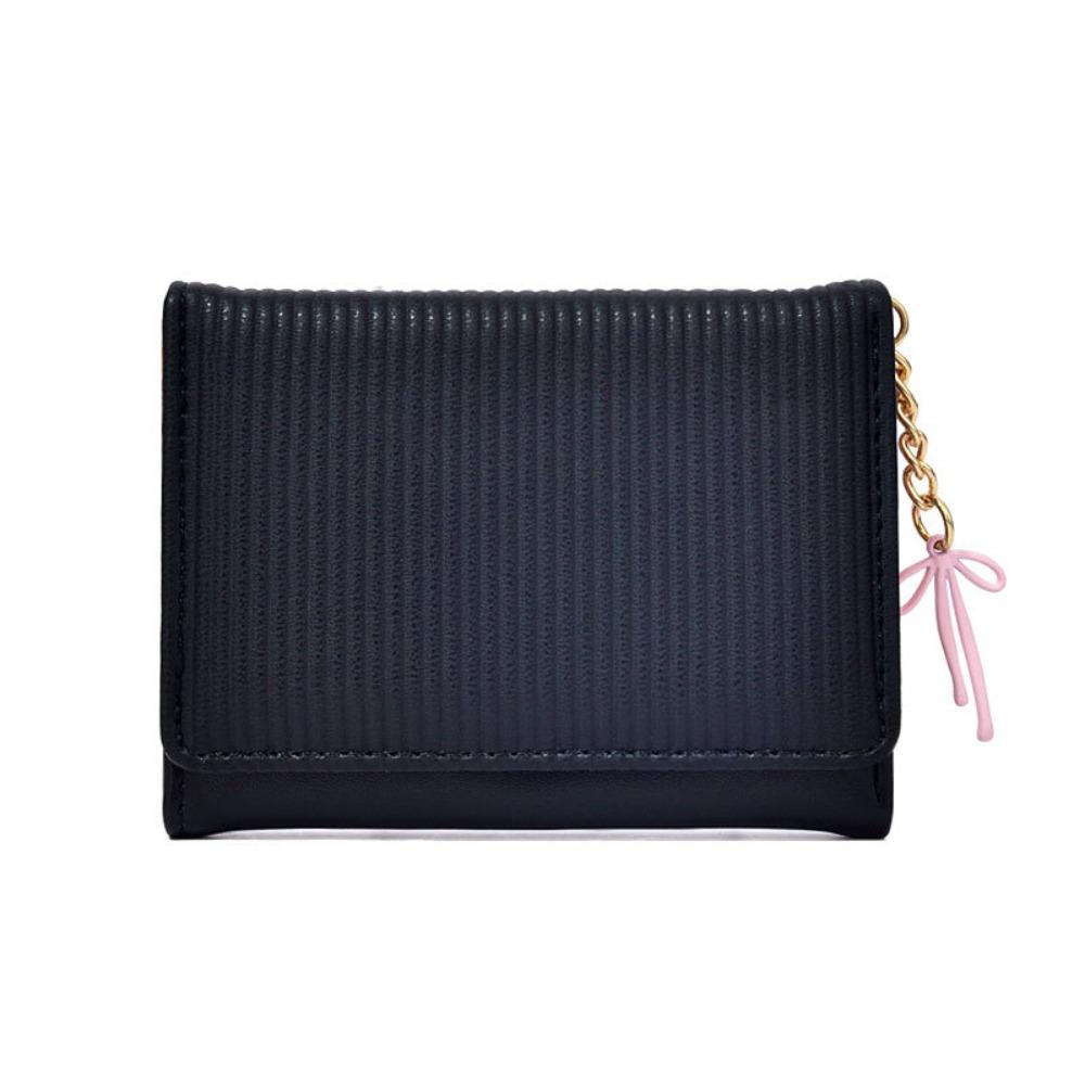 

Minimalist Lady Wallet Solid Color Bow Pendant Purses Korean Women s Wallet Card Bag чорний