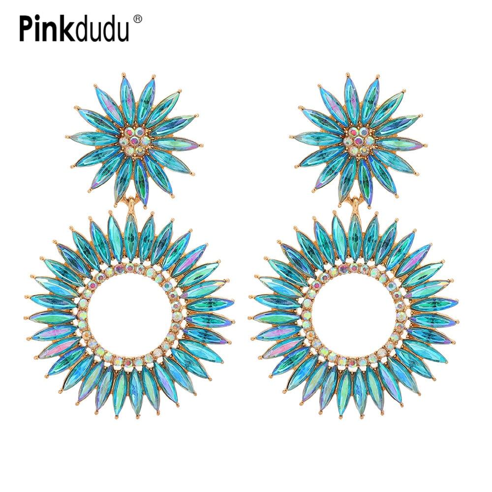 

Pinkdudu 7 цветов двойные круглые серьги-капли модные простые инкрустированные многоцветные серьги со стразами для женщин ювелирные изделия подарки PD785