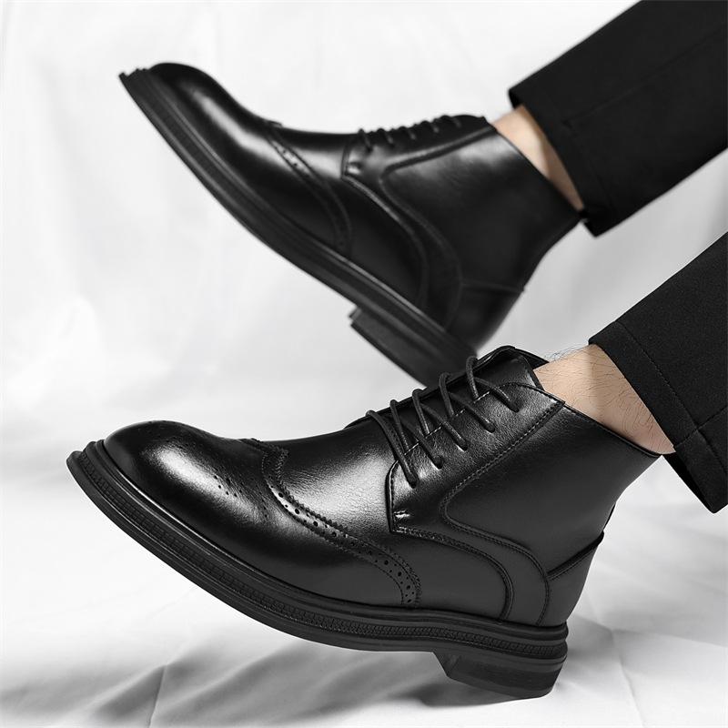 High Quality Soft Leather Ankle Boots Comfy Men Bullock Flat Designer Oxford Dress Shoes Men Casual Leather Boots Big Size 37-48