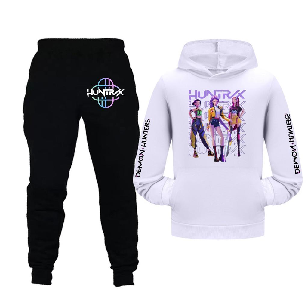 Kids Girls Long Sleeve Hooded Sweatshirt And Pants Set For Toddler And Big Kids 2Pcs Outfits