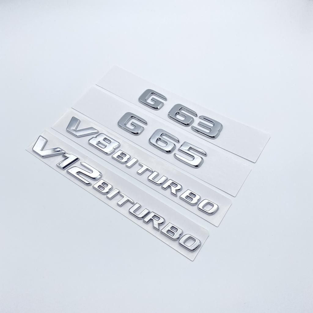 2017 Plochá písmena G63 G65 V8 Biturbo V12 Biturbo znak pro Mercedes Benz AMG W463 Boční blatník auta Štítek s logem