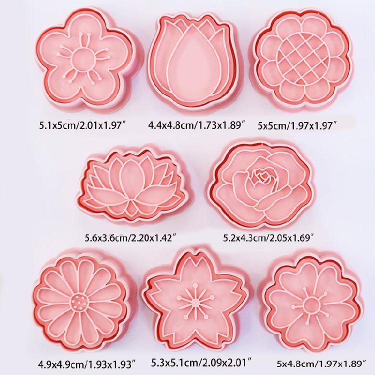 Flower Shaped Cookie Cutters Biscuit Mould 3D Frosting Cookie Cutter PP Material